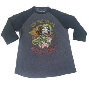 Vans Original Tshirts Custom mens sz medium Gray/ black color 50/50‎ 3/4 sleeve